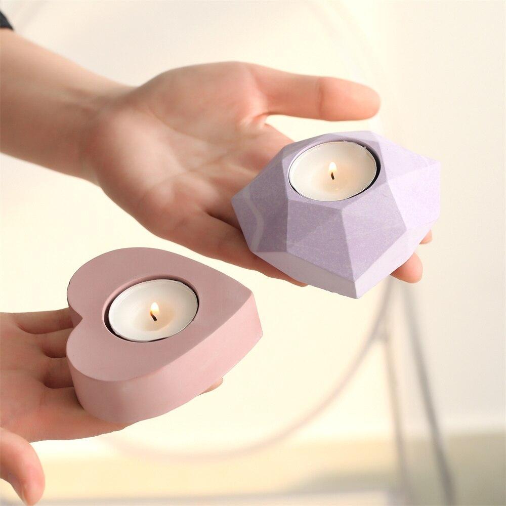 Heart Concrete Candle Holder Silicone Mold