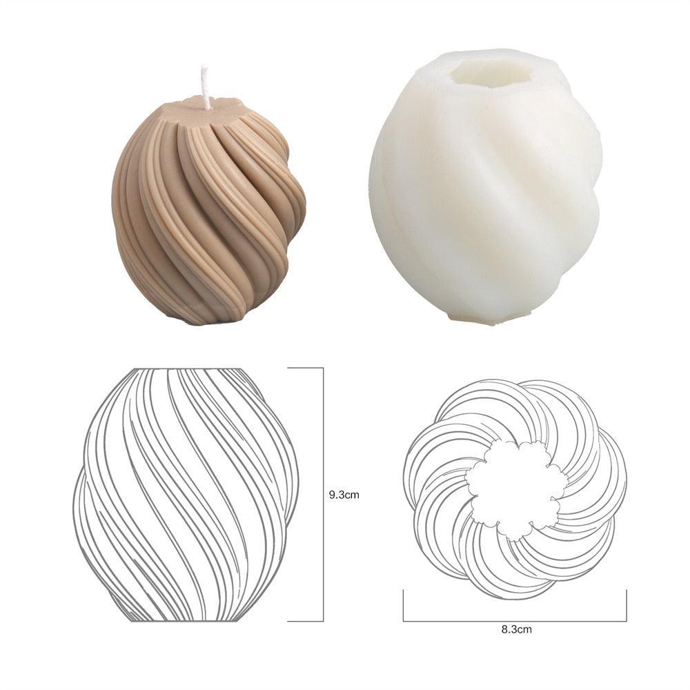 ウェーブツワールキャンドルシリコンモールド