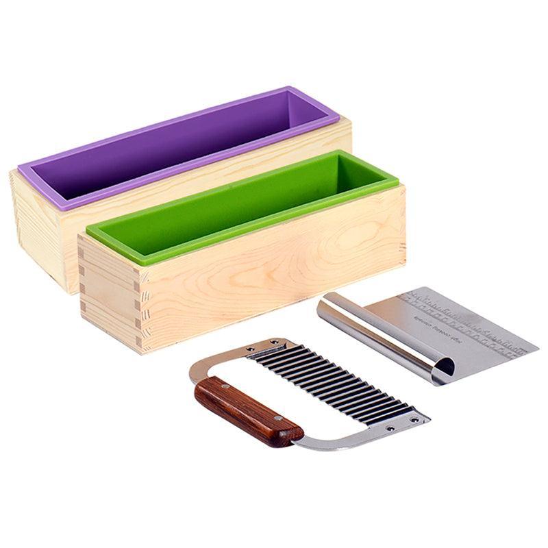 Dual Soap Silicone Loaf Molds with Stainless Cutters Soap Making Tool Set
