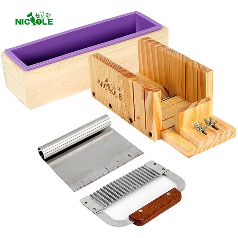 Soap Making Kit Set Silicone Mold with Cutting Box and 2 Cutters