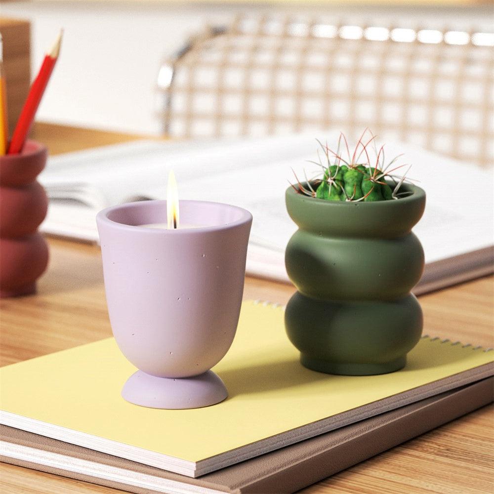 Candle Vessels Silicone Mold Concrete Candle Jar Flower Pot Mould - Boowan Nicole