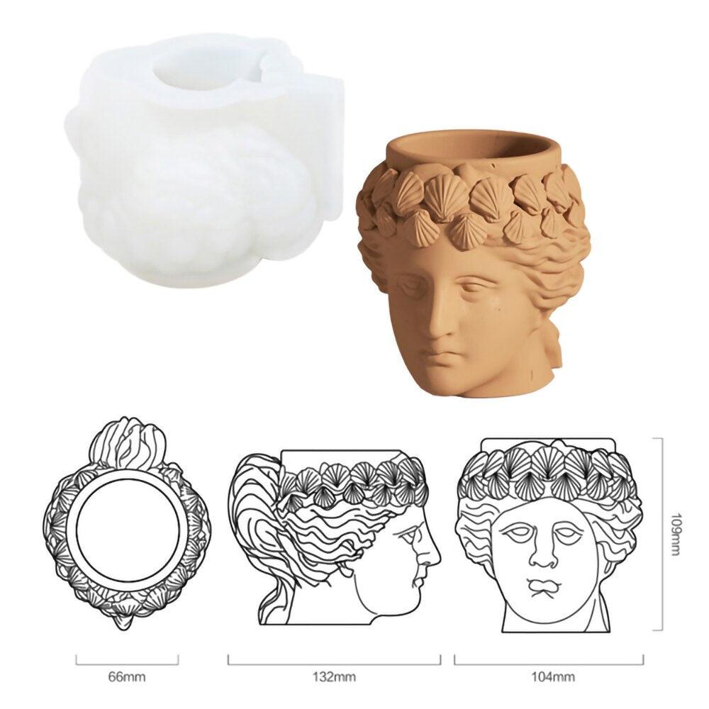 Aphrodite Head Statue Concrete Planter Silicone Mold - Boowan Nicole