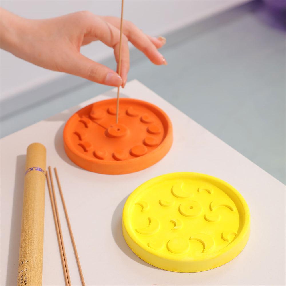 Moule en silicone porte-encens en béton soleil et lune