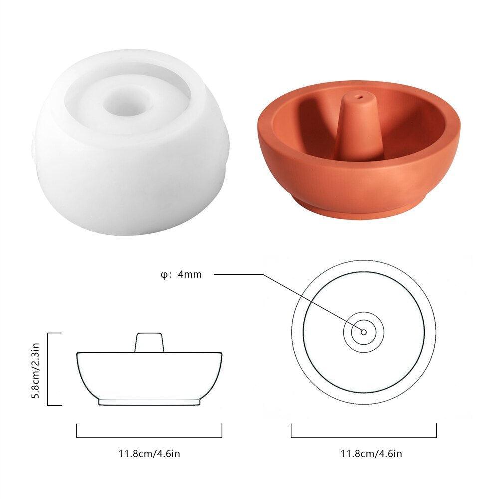 Concrete Round Incense Holder Silicone Mold - product detail 3