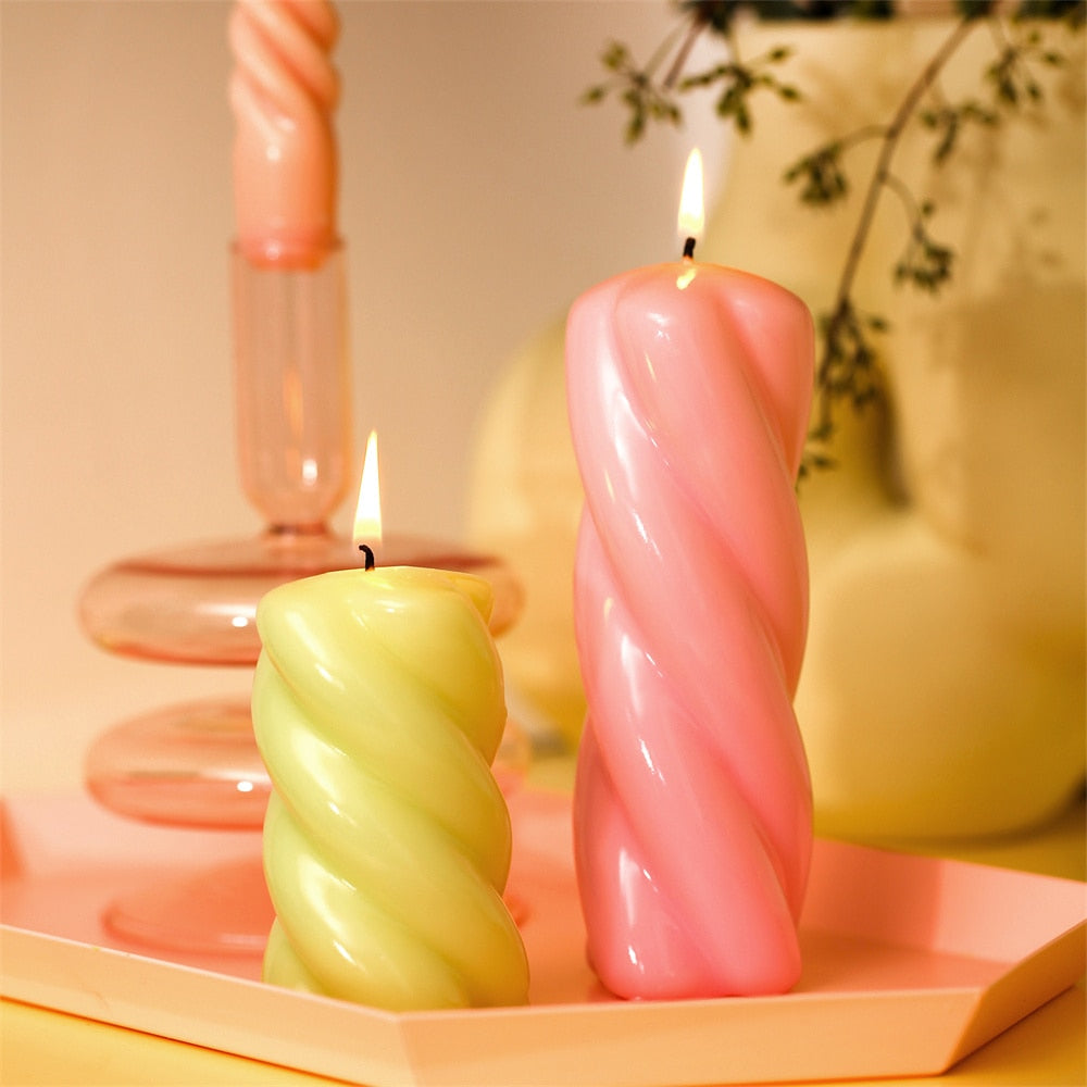 Cylindrical Tall Pillar Candle Molds Ribbed Aesthetic Twist