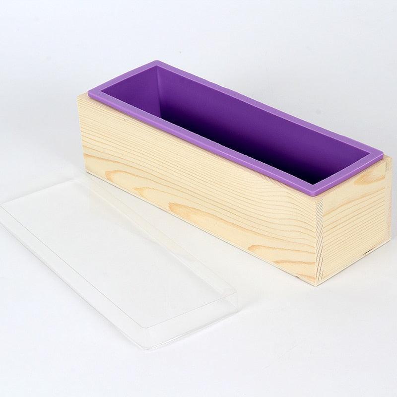 Rectangular Silicone Loaf Soap Mold with Wood Box