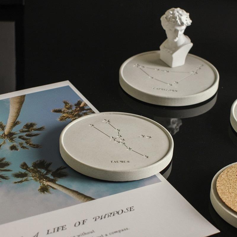 12-Pieces Zodiac Sign Concrete Astrological Coasters Silicone Mold - Boowan Nicole