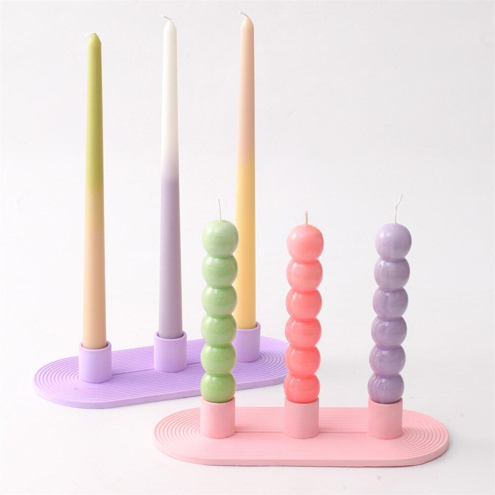 3-Holes Concrete Taper Candle Holder Silicone Mold - Boowan Nicole