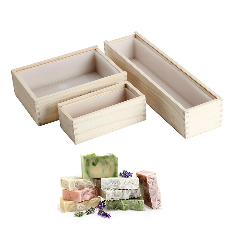 Rectangular Silicone Soap Mold Flexible Loaf Mould With Wood Box for DIY  Handmade Soap 