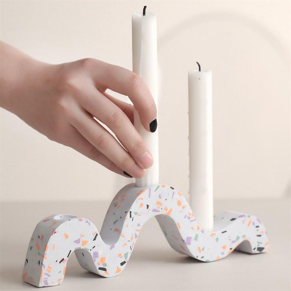 3-Holes Concrete Taper Candle Holder Silicone Mold - Boowan Nicole
