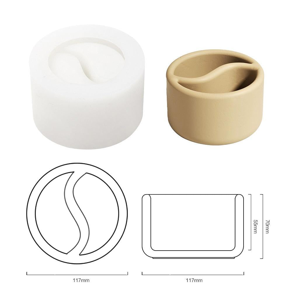 قالب سيليكون لوعاء شمعة خرسانية يين يانغ