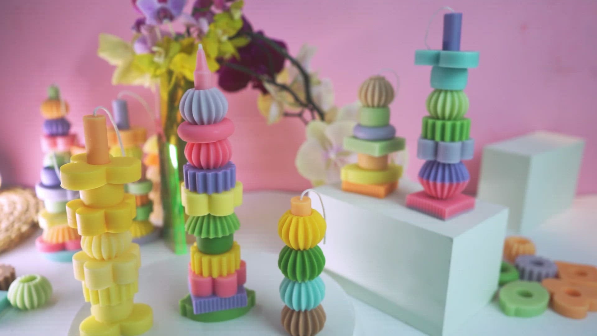 Load video: قالب سيليكون شمعة مكدس وحدات بناء 1.7 سم